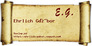 Ehrlich Gábor névjegykártya